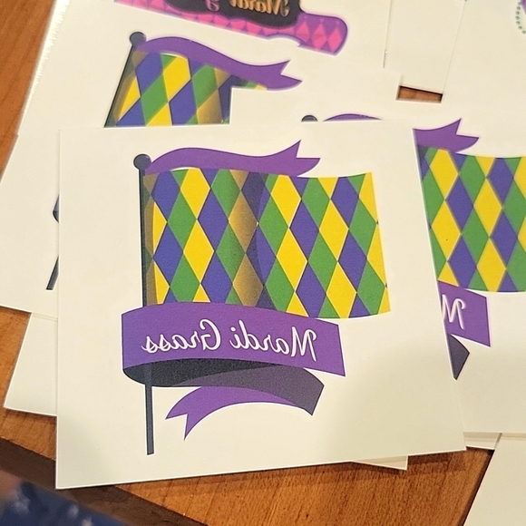 Mardi Gras temporary tattoos mixed lot of twenty beads, masks NWOT New in packag - Picture 2 of 6